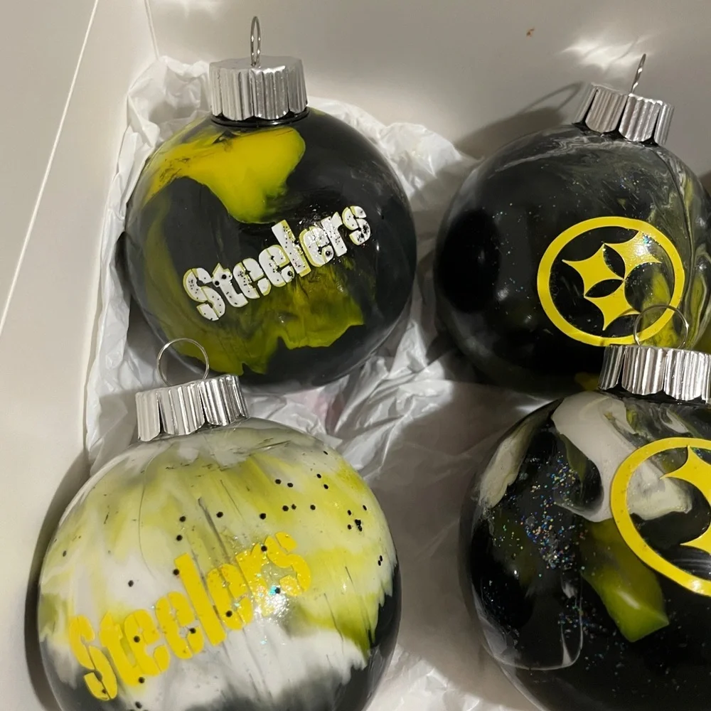 Steelers Black and Yellow Holiday Ornament Set